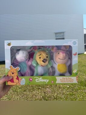 Disney Winnie the Pooh Clip On Plush Set Baby Stroller Toys Piglet New